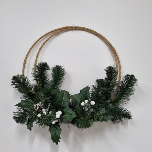 Wreath pinecones white berries